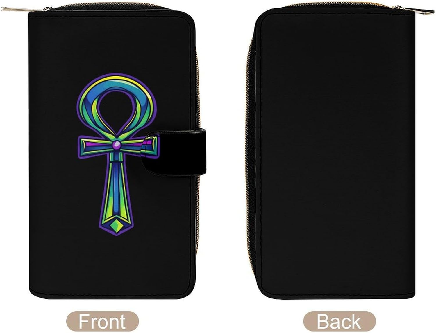 Ankh Egyptian Symbol Ancient Egypt Women's Long Wallet Leather Large Capacity Wristlet Clutch Purse Wallets