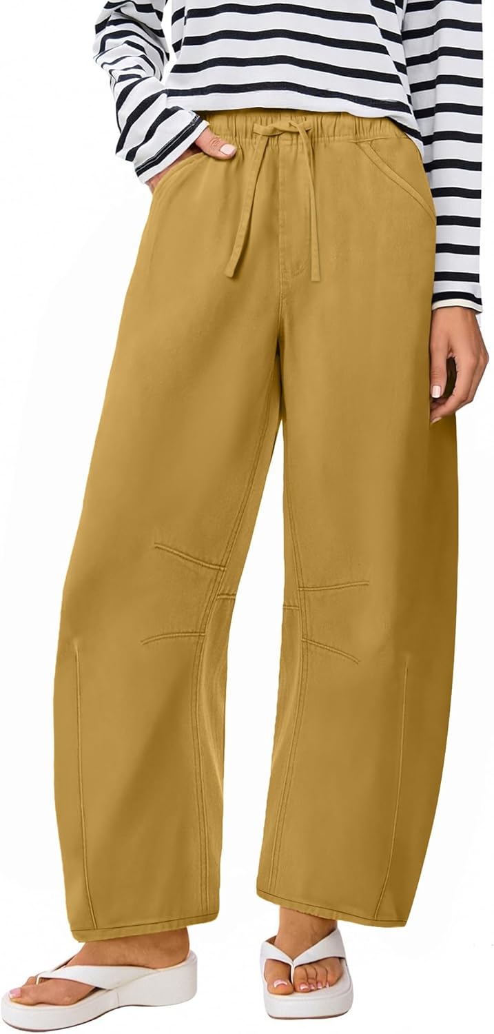 ANRABESS Women Barrel Jeans High Waisted Wide Leg Drawstring Denim Pants Y2K Baggy Loose Fit Trouser Jeans with Pockets