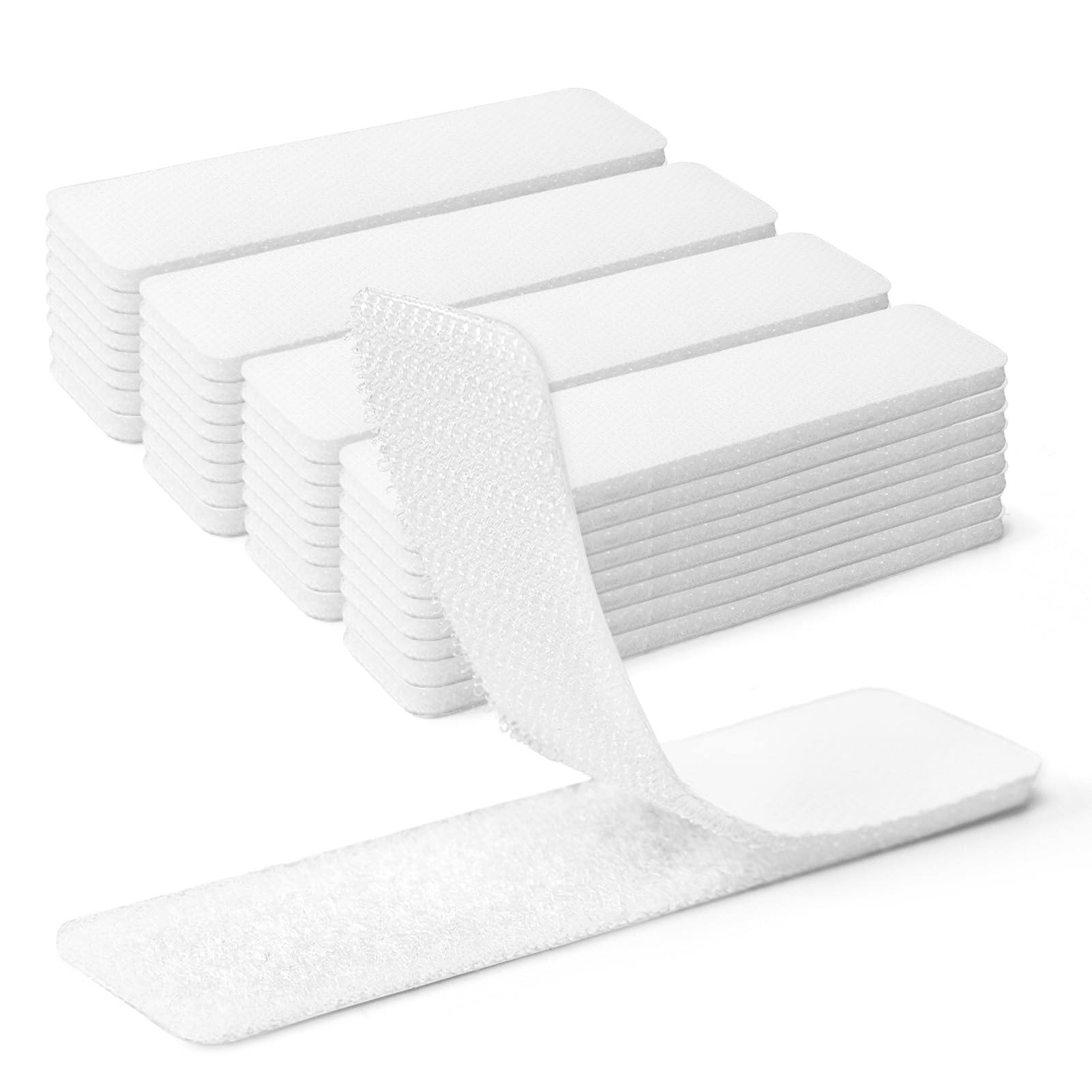 Art3d 40 Sets Hook and Loop Tape, 1"x 4" Sticky Back, Heavy Duty, White
