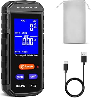 Medidor EMF, Detector de Campo Electromagnético Portátil Recargable con Pantalla LCD Digital y Temperatura, Ideal para el Hogar, la Oficina, el Aire Libre y la Caza de Fantasmas