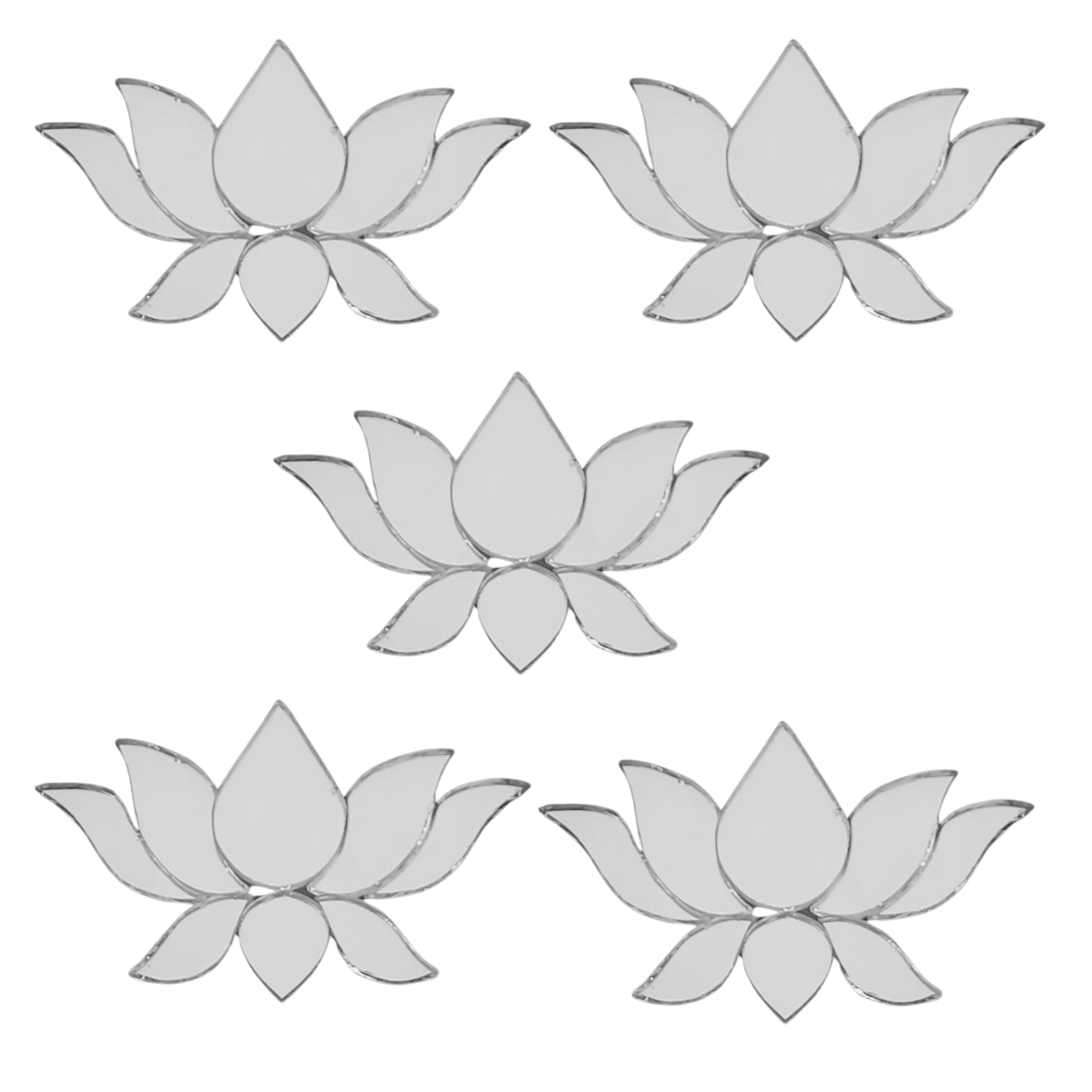 5-Piece Lotus Cutout Silver Mirror Lippan Art Wall Decor – Handcrafted Mosaic Mirror Lotus Design for DIY Crafts, Home Mandir, & Festive Decoration (4cm x 5cm)-image-28