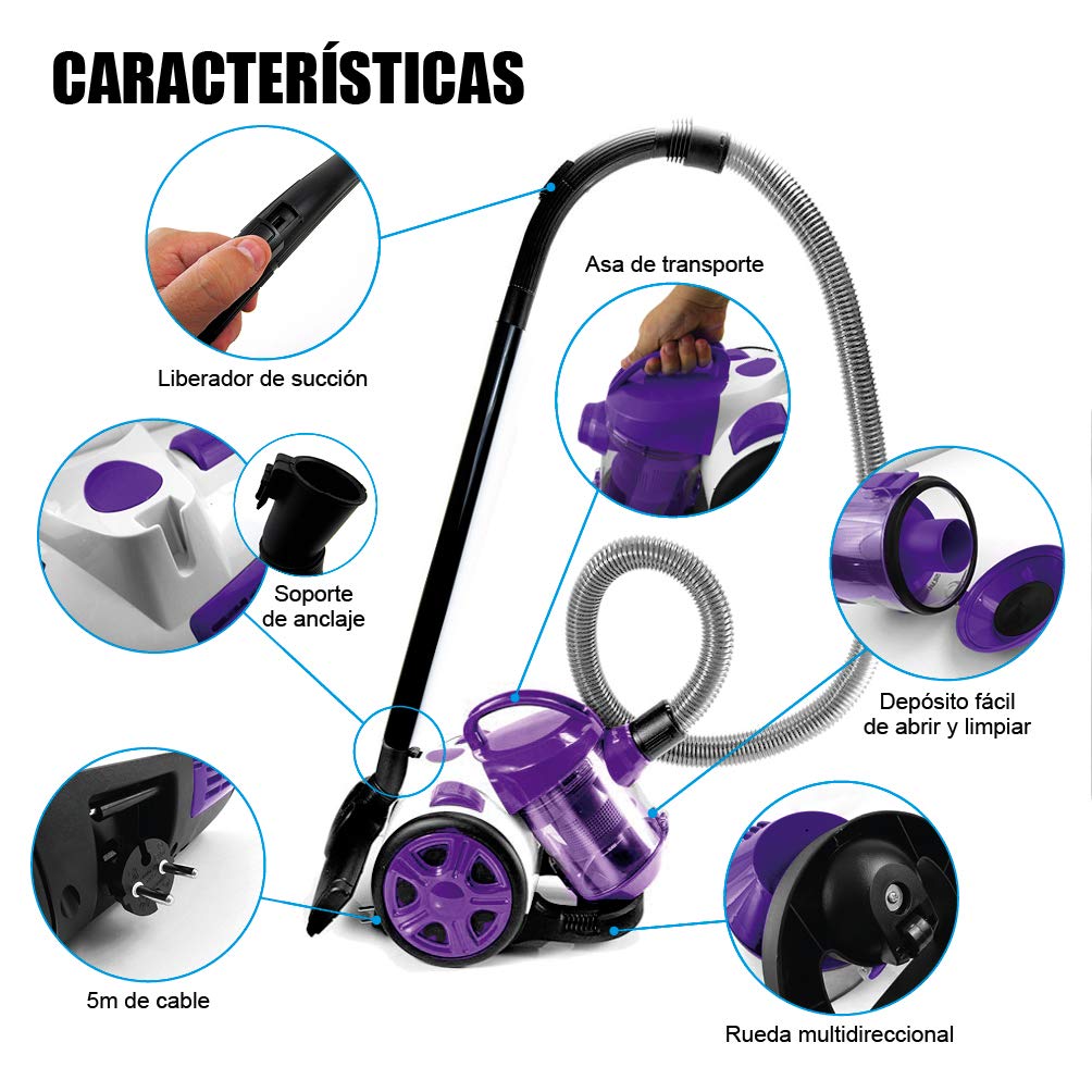 SILVANO HVC-922 Aspirador ciclónico de diseño compacto (Morado)