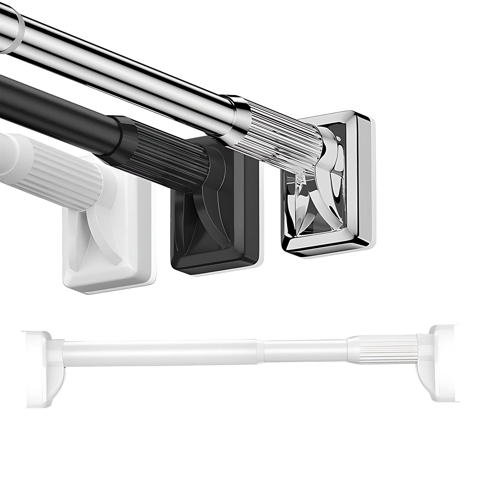 Bastoni Tende a Pressione Regolabile 40-300 cm Bastone Tende Doccia in Acciaio Inox Asta Telescopico Estensibile Senza Forare per Bagno Armadio Garderobe(White,(102"-137")260-350cm)