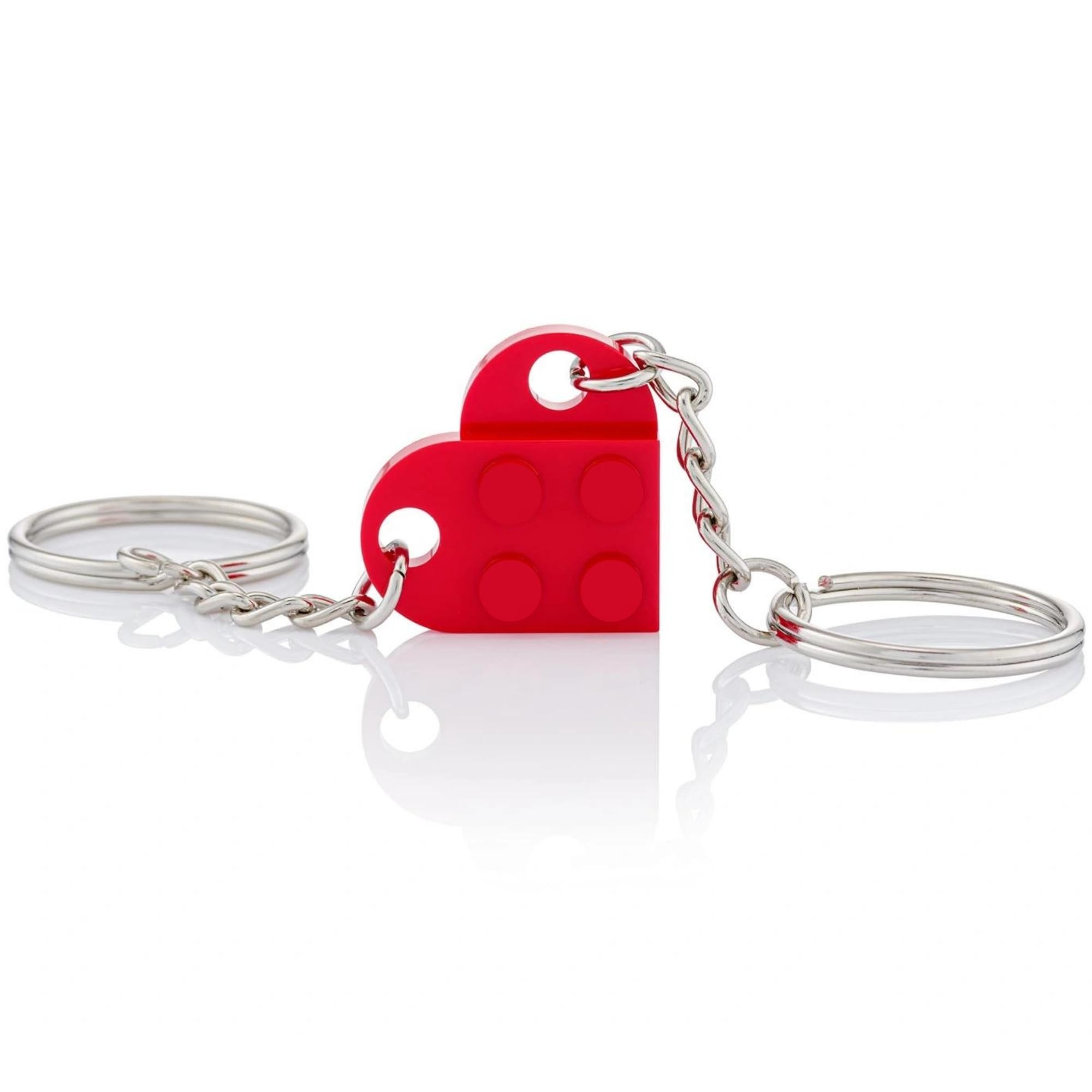 Devons Treasures Unisex Red Brick Heart Keyring, Couples Keychain Key Ring Gifts For Girlfriend Boyfriend 2 Pcs Matching Heart Colorful Keychains Couple Gifts Best Friend Keyring Set - (Keychain Only)