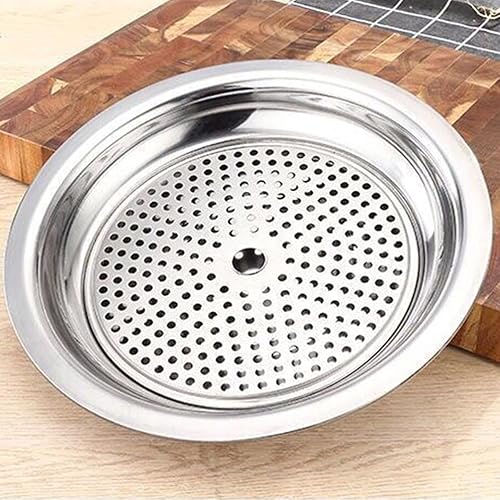 Miniatura 7 de Hemoton Plato de bola de masa hervida de acero inoxidable, plato de drenaje, plato de postre redondo, bandejas para servir, plato de pasta, plato de