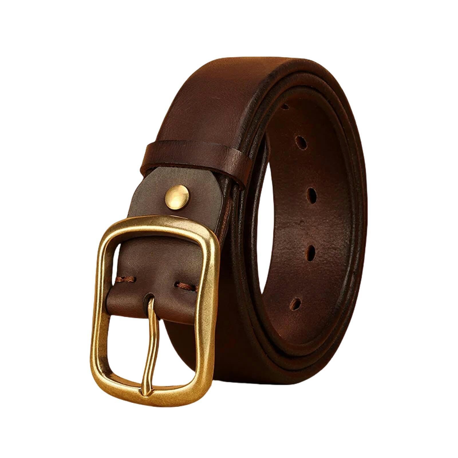 Cintura Di Cuoio Cintura In Pelle Con Fibbia In Rame Retrò Da Uomo, Cintura In Pelle Casual Jeans, Cintura In Pelle Aziendale