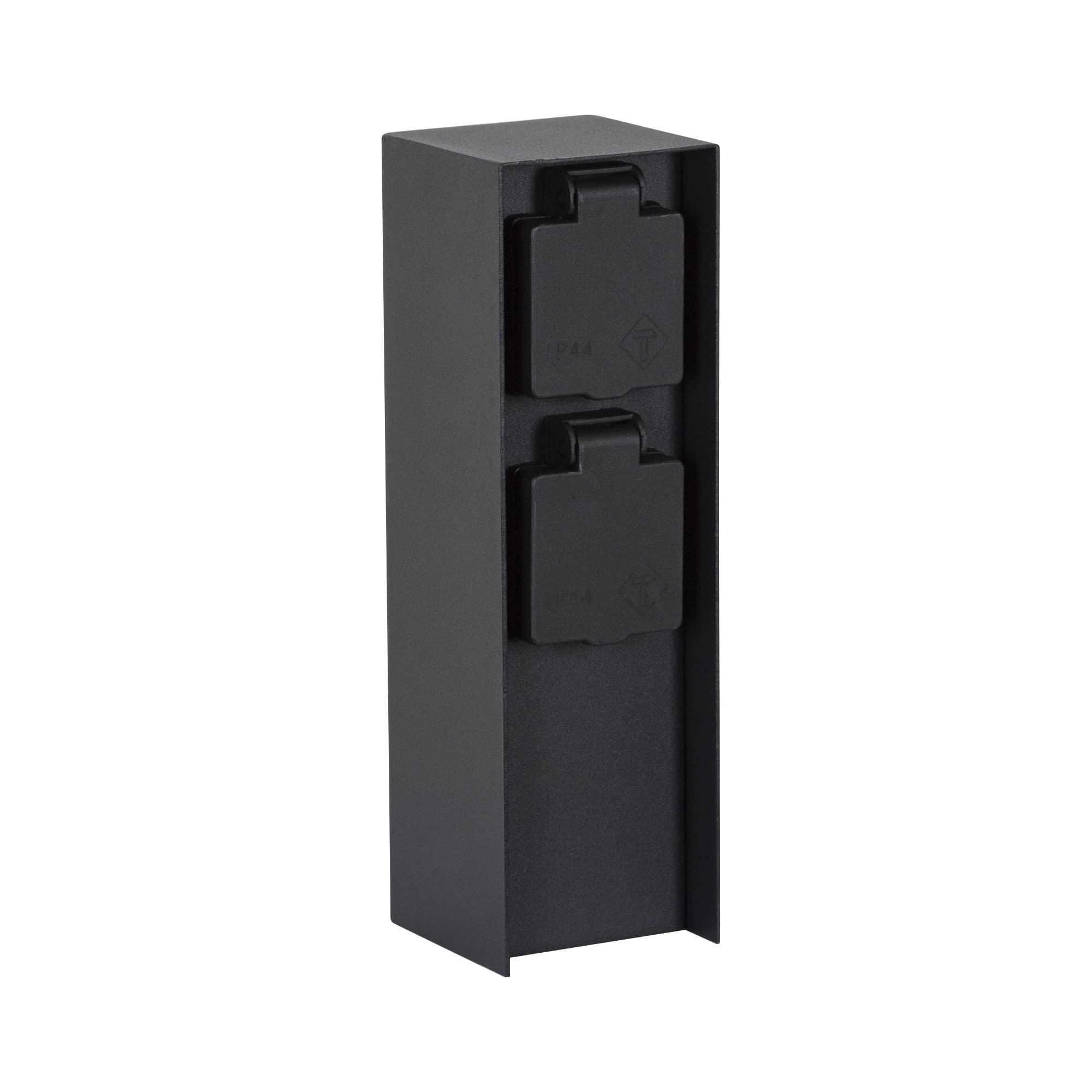 KS verlichting - Charge sensor steckdose - IP44 Edelstahl im Schwarz Pulverbeschichtet 220-240 V für aussen