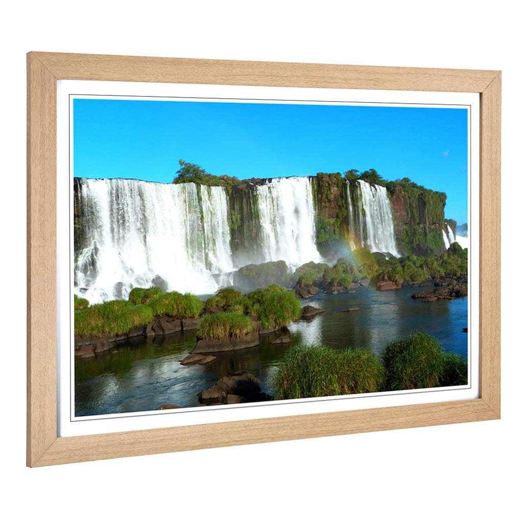 Big Box Art Framed Print of Landscape Iguazu Falls Brazil Waterfall Design | Wall Art Picture | Home Decor for Kitchen, Living Room, Bedroom, Hallway, Oak, A2 / 24.5x18 Inch / 62x45cm