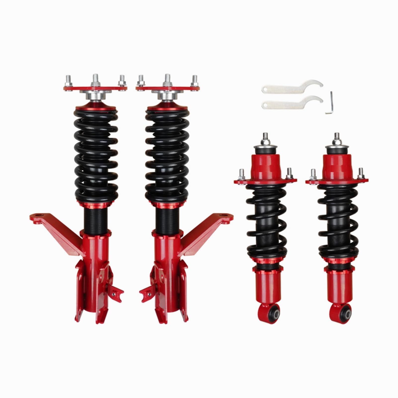 MagiDeal Molle di Sospensione Veicolo Kit Sospensioni Anteriore Posteriore Regolabili in Acciaio Montaggio Diretto per Coupé 2002 2006 Adatte a Tuning Estetico, Rosso