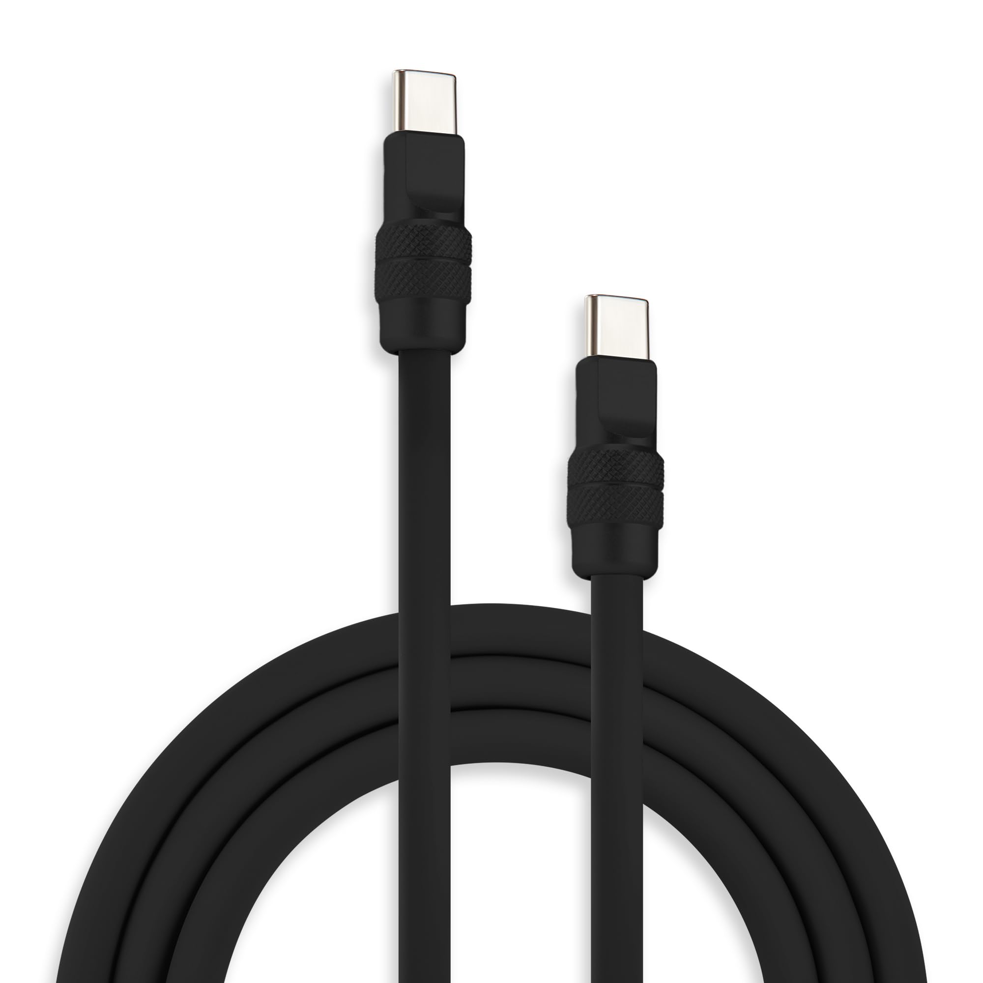 chubbycable Chubby 2.0 Fast Charging Cable Durable Soft Silicone USB C Cable 240W Extra Thick Charger Cord Compatible with iPhone 17-15 Series iPad, Black+Black, Type-C to Type-C, 6.6 FT