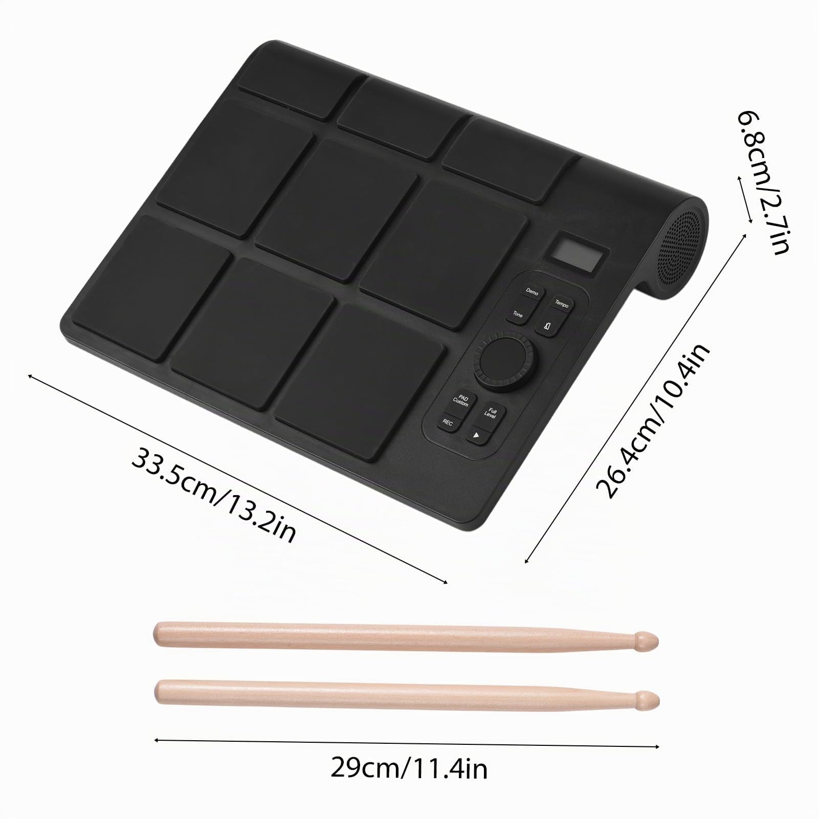 Batteria elettronica 9 Pad Kit di batteria digitale portatile Set di batteria elettrica da tavolo portatile con 16 suoni 2 pedali Display LCD BT MIDI per l'esercizio a casa o