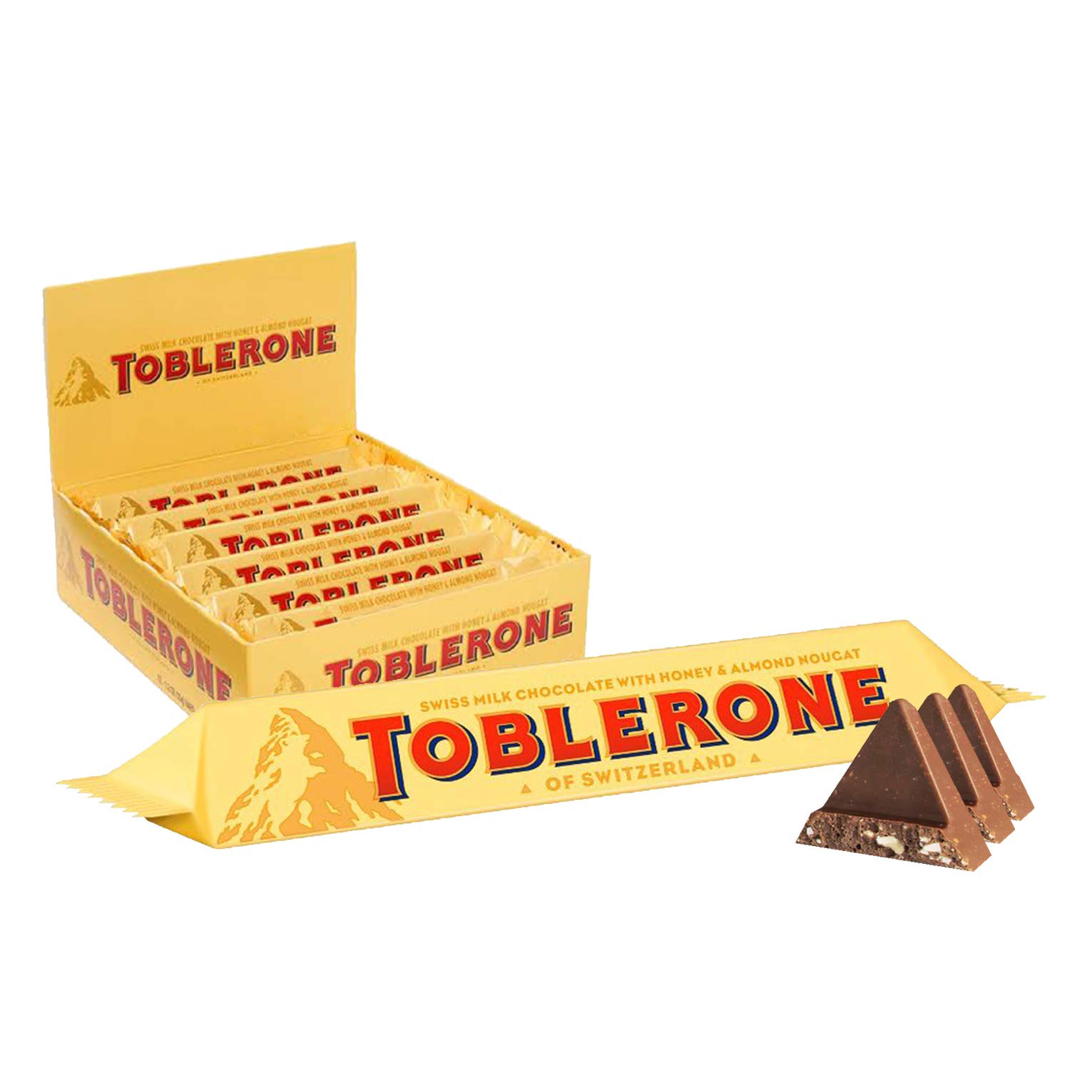 Toblerone Swiss Milk Chocolate with Honey and Almond Nougat Pack of 6 Pouch, 6 X 50 Gm, 300 Gm