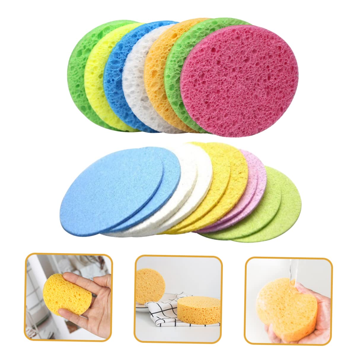 Baluue 125stücke Runde Cellulose Gesichtsreinigungsschwämme Natürliche Kosmetik-schwämme Für Sanfte Entfernen Von Make-up Geeignet Für Hauttypen Und Geschenkidee Für Und