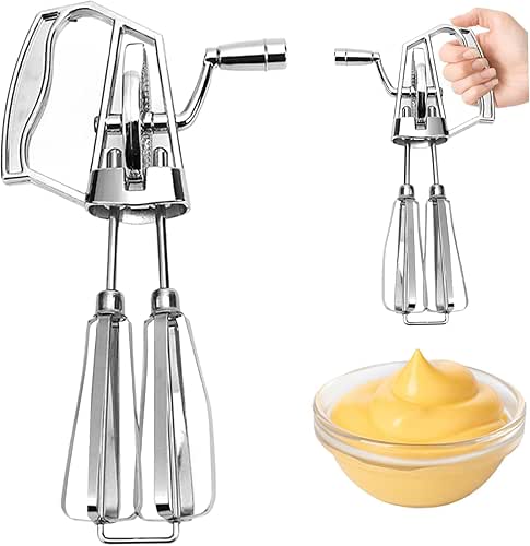 Stainless Steel Manual Egg Beater, Hand Crank Mixer With Double
