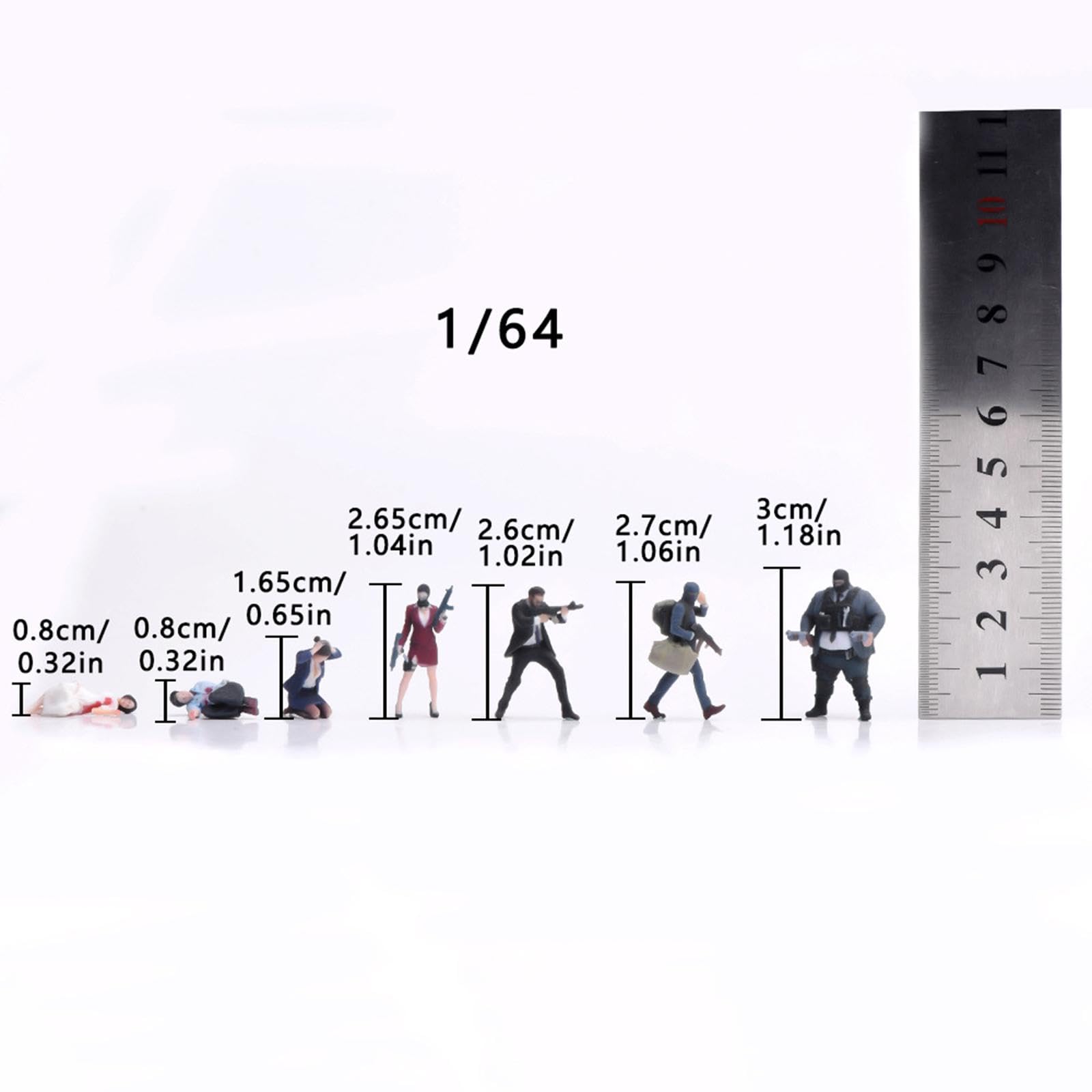 Figure di Rapinatori Dipinte a Mano, Auto da Collezione, Piccolo Diorama da Interni