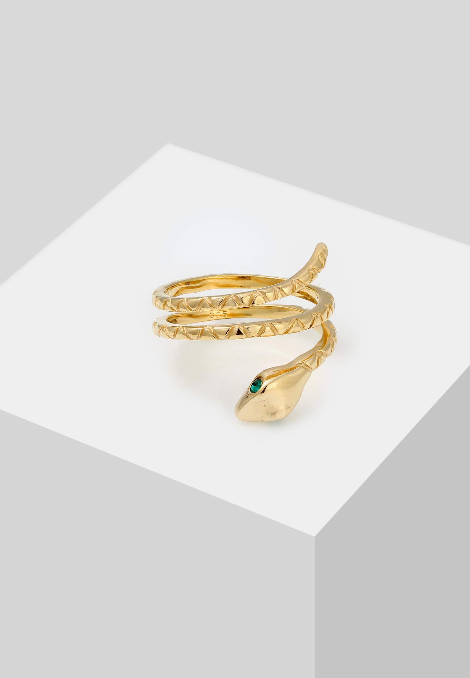 Elli Anelli Donne Serpente Pinky Moderno con Cristalli in Argento Sterlino 925 Placcato Oro