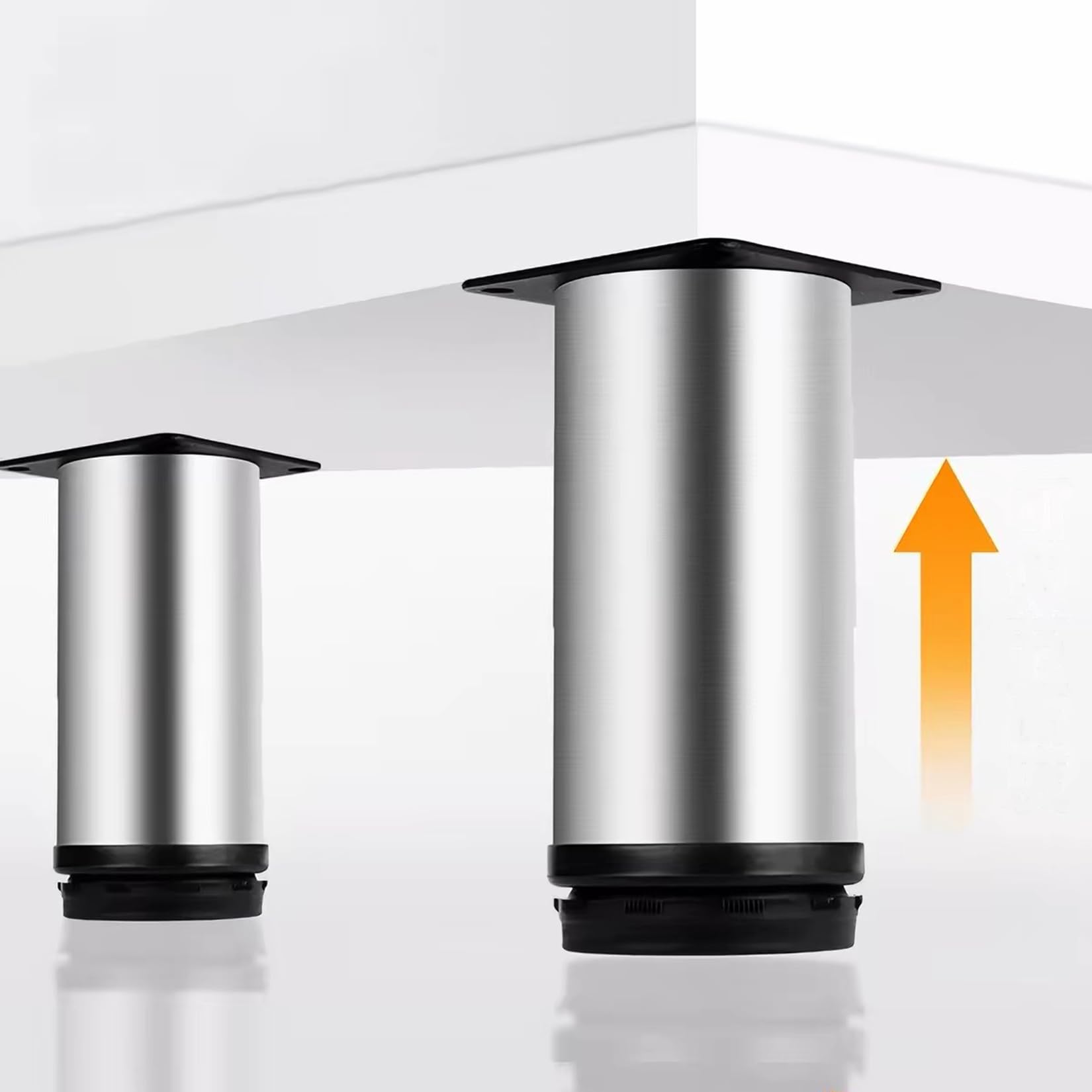 Gambe per Mobili Regolabili in Altezza in 4 Pezzi,Gamba per Tavoli in Metallo,Piedini di Supporto in Acciaio Inox per Armadi,Divani,Letti,Scrivania,Con Viti,Argento (50cm)