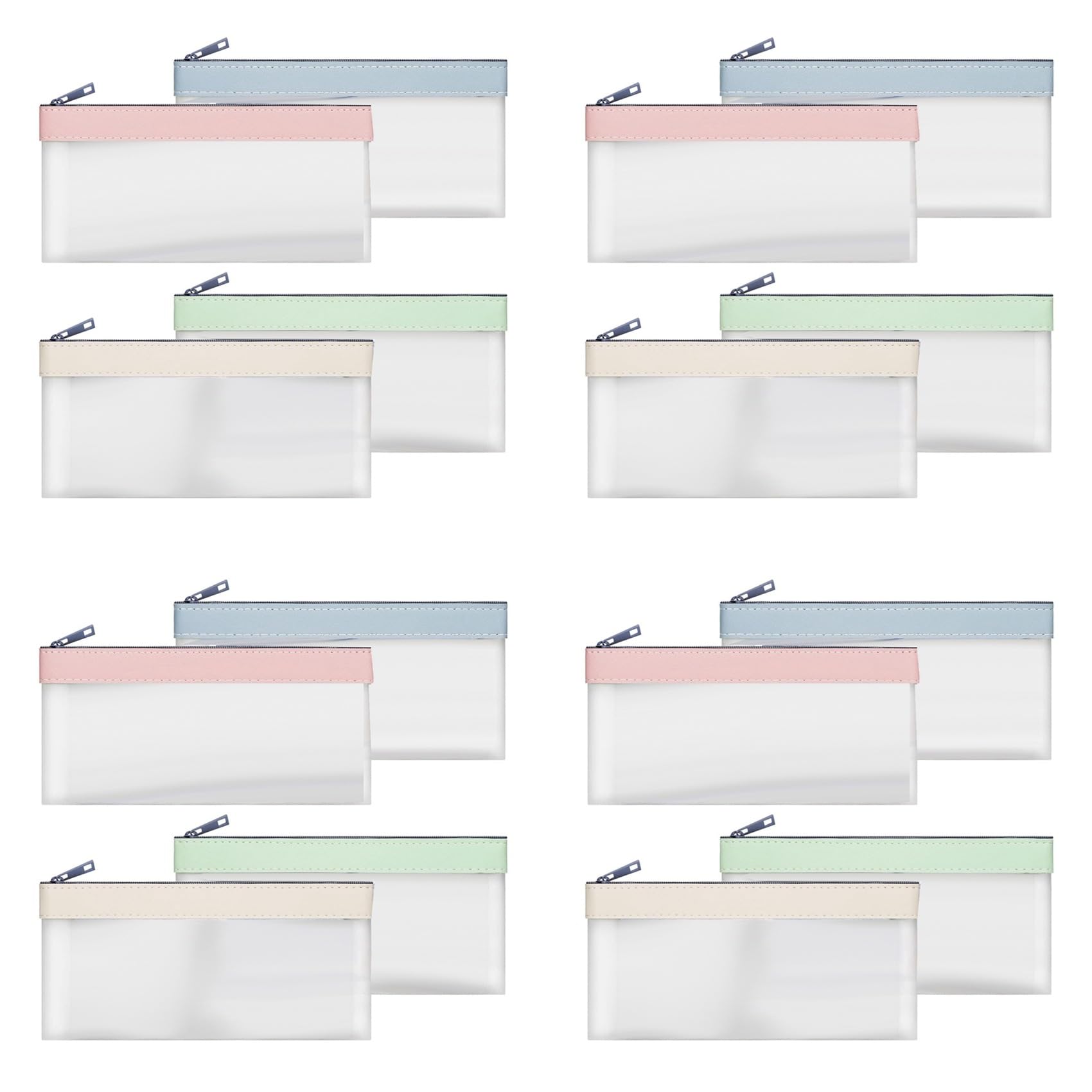Jnchdghwa 16 Pieces Money Bags with Zipper, Cash Envelopes,Money Pouch, Clear Bank Deposit Bags, Bank Bag, Cash Bag, Coin Bag