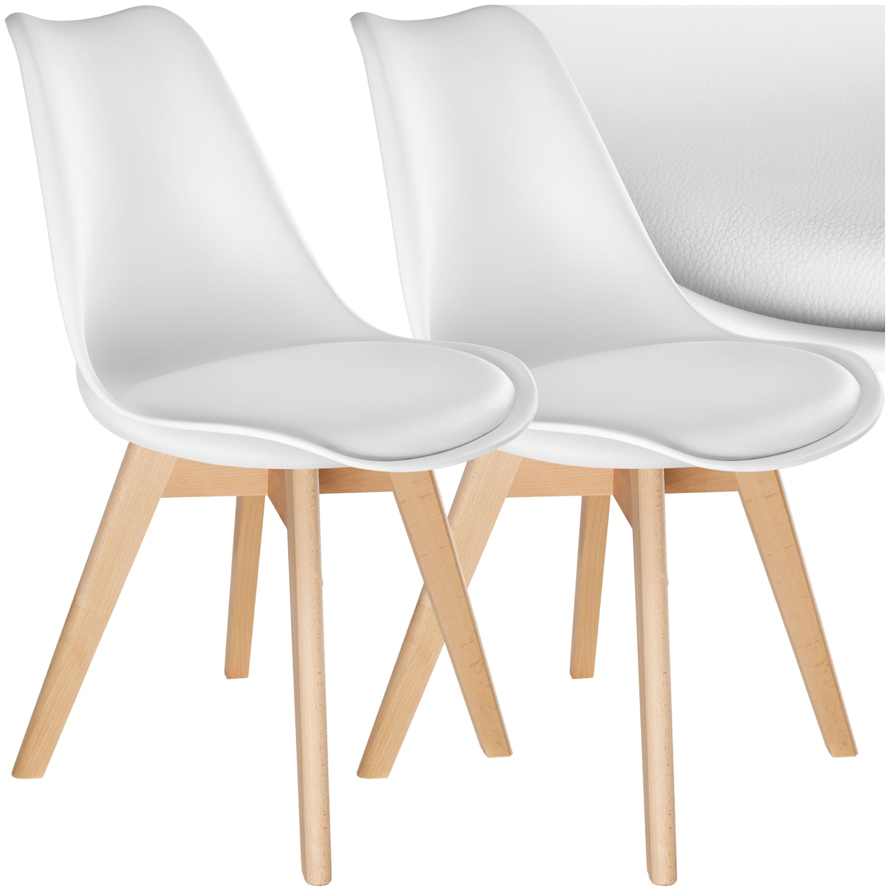 tectake® Lot de 2 Chaises de Salle à Manger Design Scandinave Chaise Confortable Rembourrée avec Pieds en Bois Massif Meuble Salon pour Salon, Coiffeuse, Chambre, Cuisine, Bureau, Cabinet