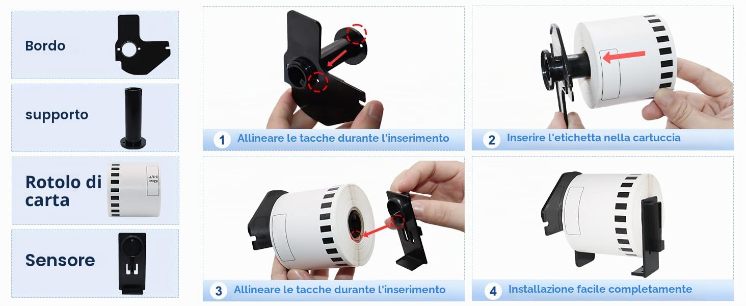 6 rotoli di etichette per indirizzi piccole DK-11209 compatibili con la stampante per etichette Brother da 62 mm x 29 mm