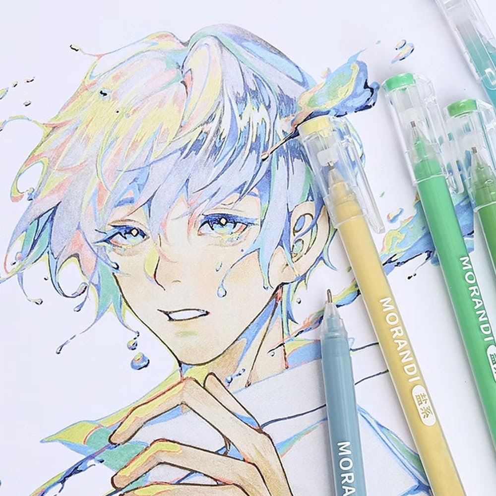 Stylos à encre gel avec pointe fine de 0,6 mm, 6 couleurs en acrylique