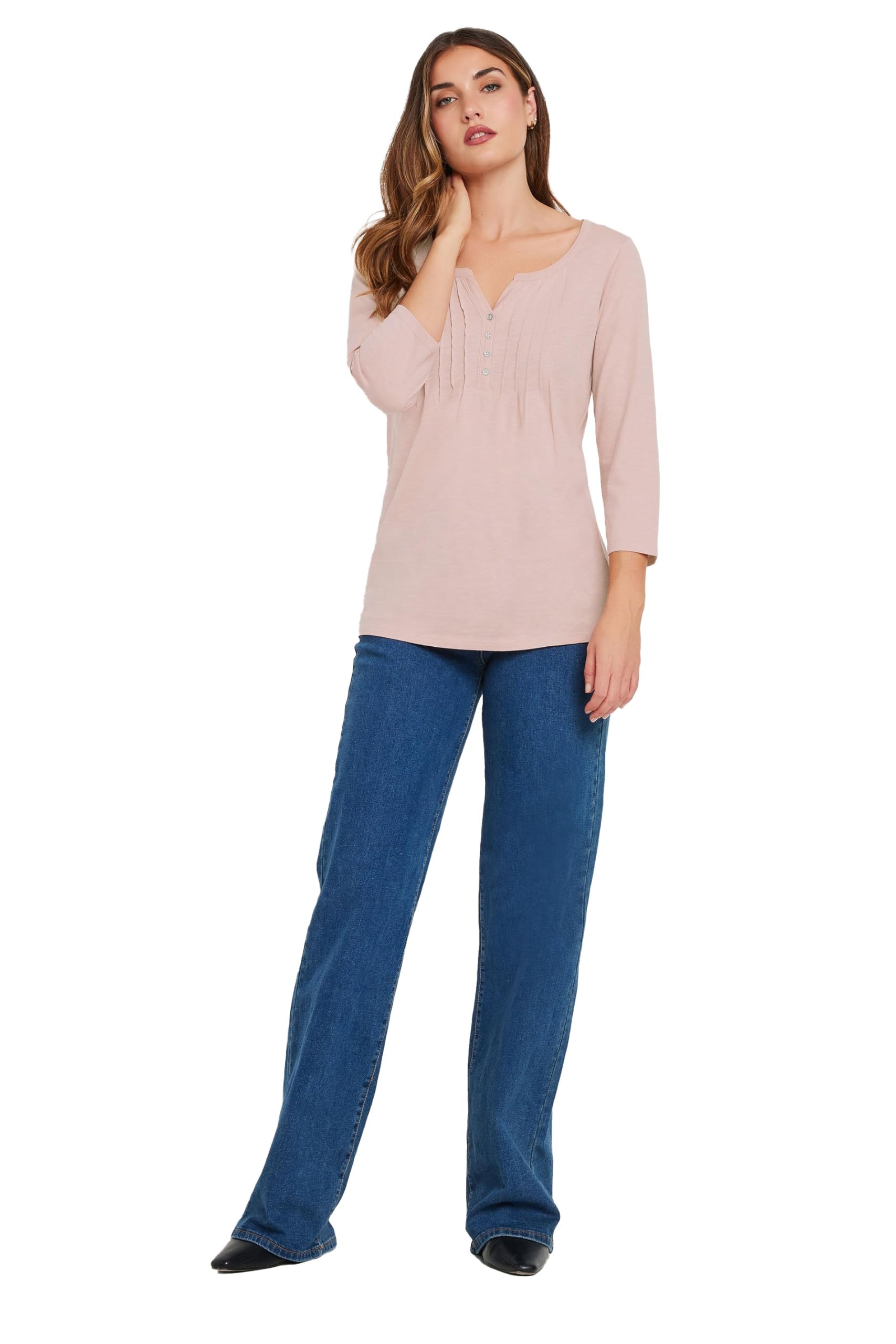 Long Tall Sally Women's Tall Henley Top in Light Pink | Size: 18