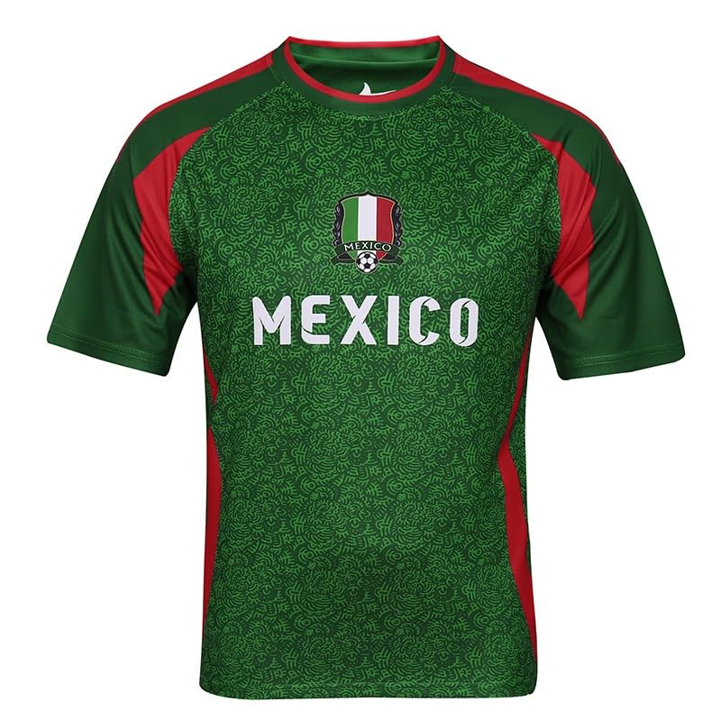 Bolognifi Camiseta de fútbol for hombre, camiseta de fútbol de la Copa Europa/América, sudadera for aficionados, medias mangas(Mexico,S)