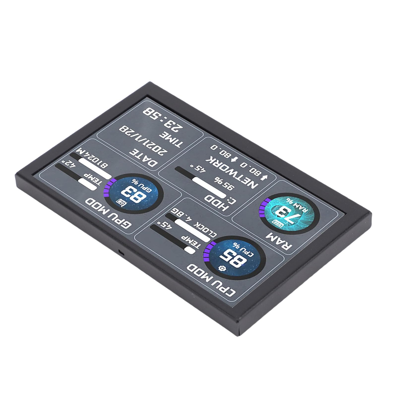 Generic Tema Dinamico Supportato USB Type C Display della Temperatura del Computer Schermo Secondario PC da 5" per , Layout e Temi Personalizzabili per gli Appassionati del Fai da Te
