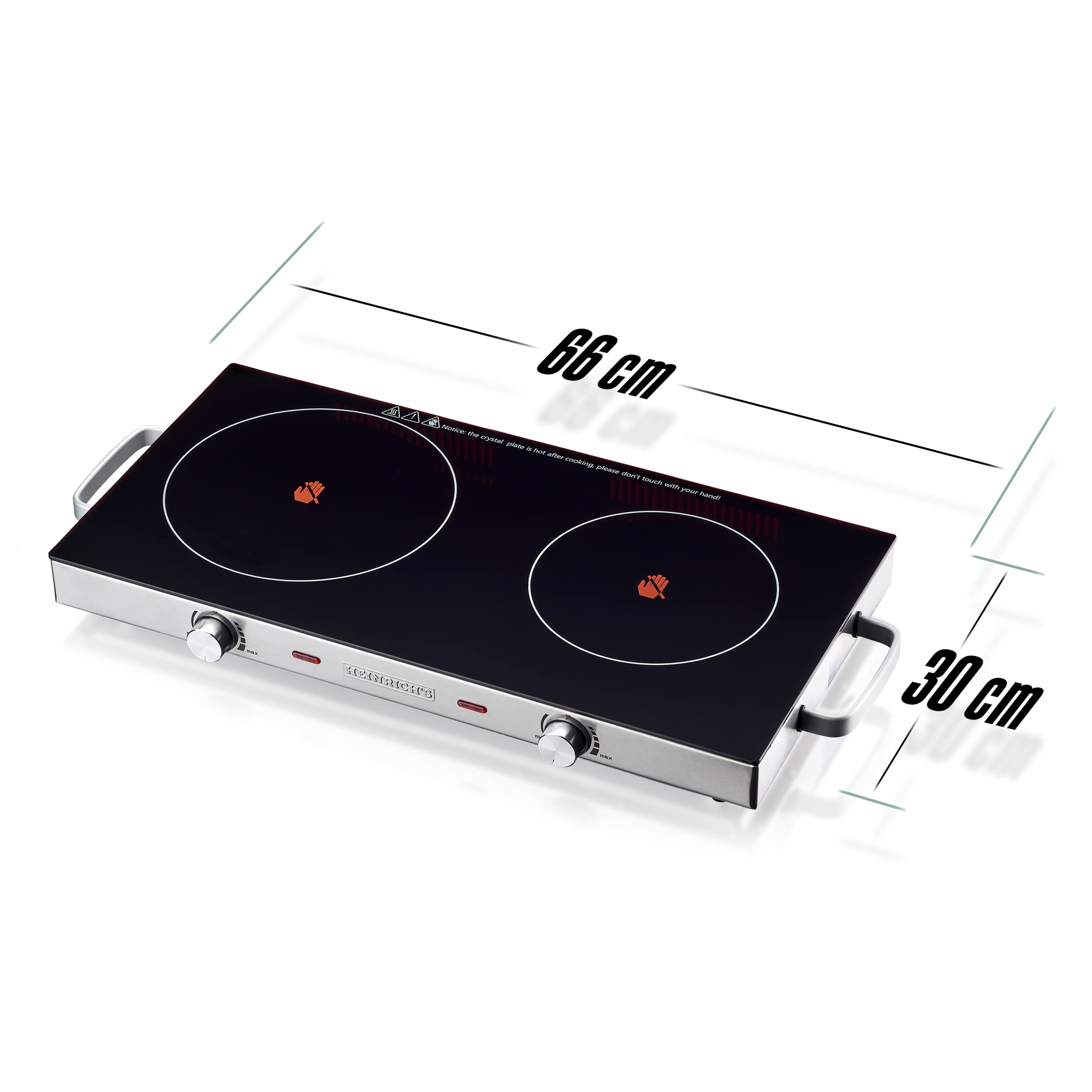 HEINRICHS Doppelkochplatte Infrarotkochplatte Glaskeramik-Doppelkochfeld mit Infrarot-Wärme,2x elektrische Kochfelder geeignet für alle Töpfe und Pfannen Camping/Büro/Küche/Outdoor 2800W, Heinrich´s