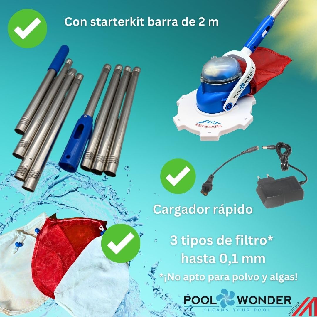 Poolwonder Marvelix - Aspirador de piscina con batería, fabricado en Austria