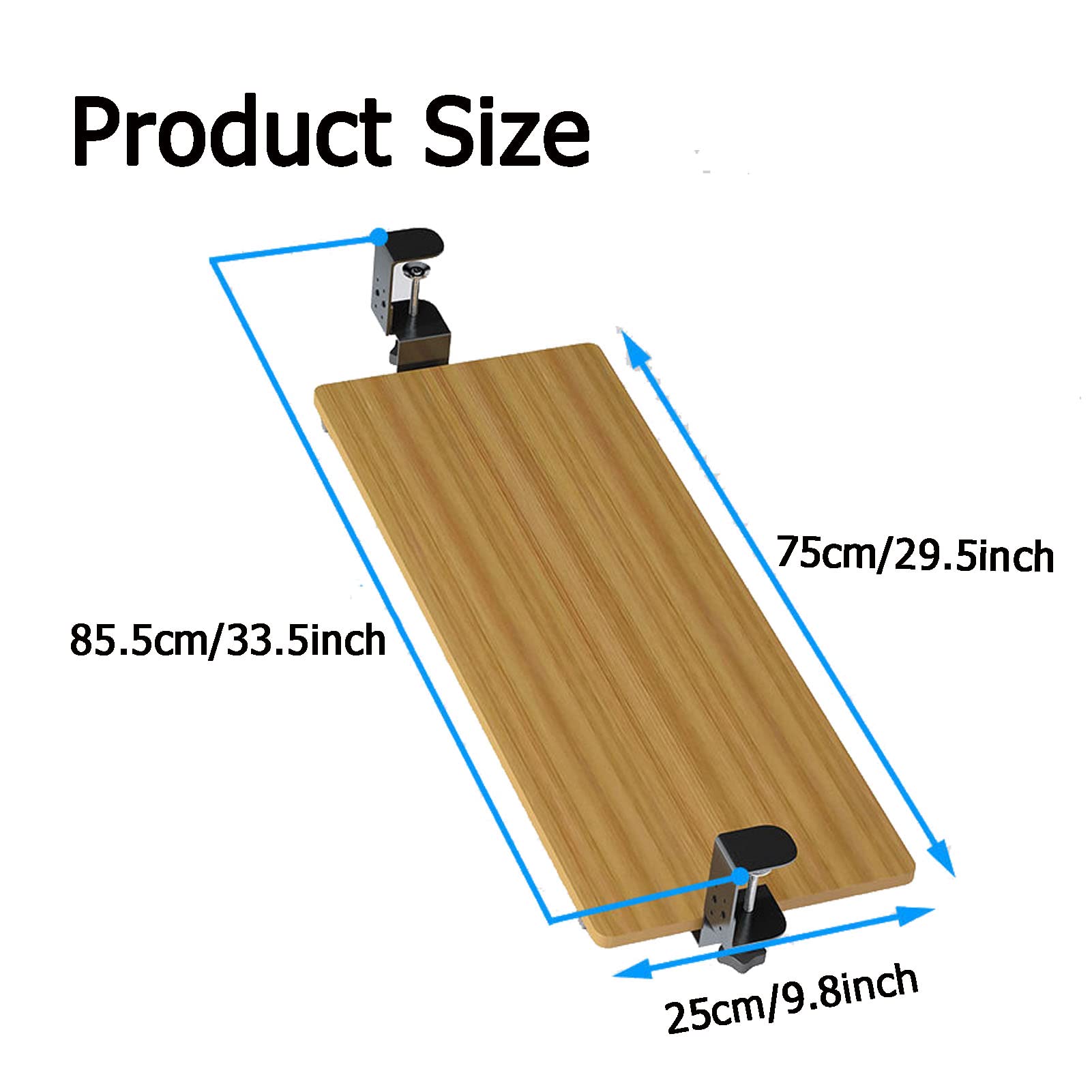 SDdPulse Bandeja deslizante ajustable para teclado con abrazadera, soporte ergonómico para computadora debajo del escritorio, 25 x 65 cm, accesorio para estación de trabajo espacial, para una mayor