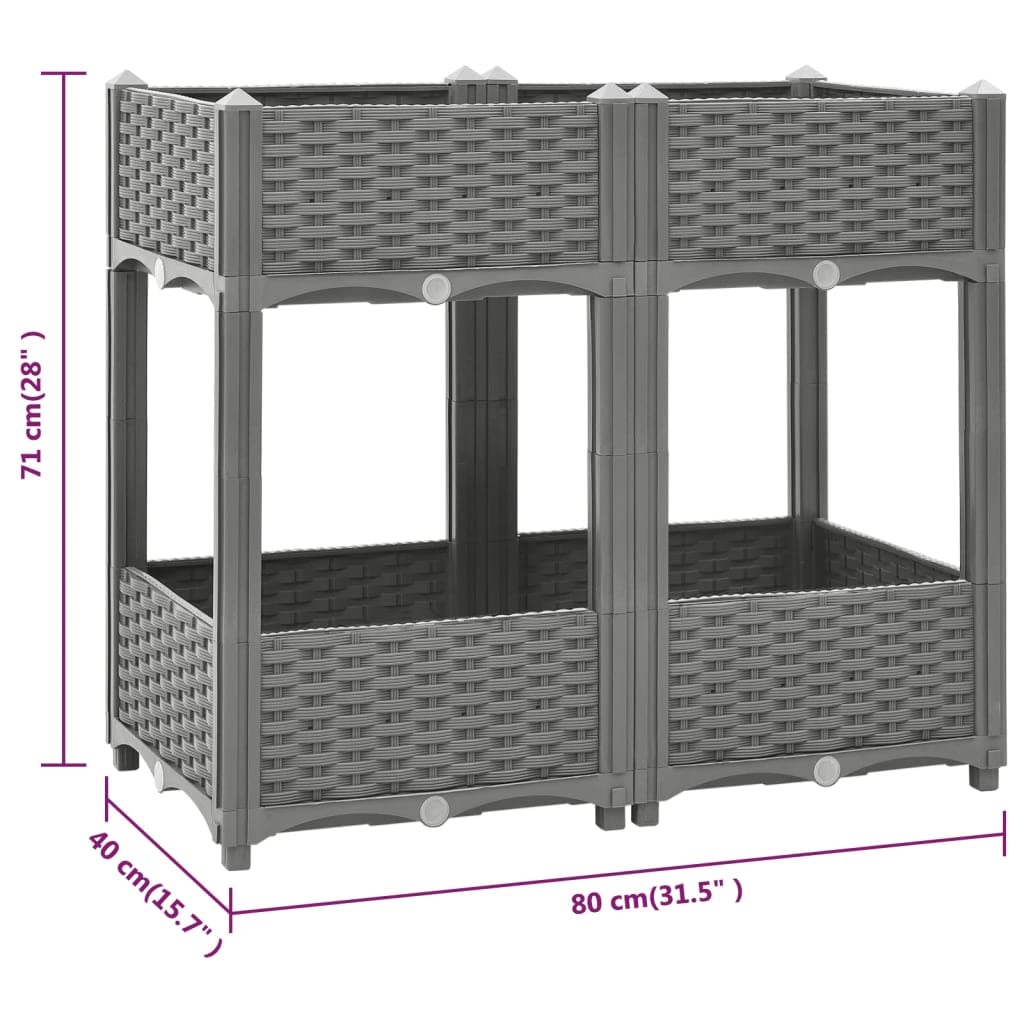 Jardinera elevada 80 x 40 x 71 cm de polipropileno - Jardinera de exterior, huerto vertical elevado de exterior para balcón y jardín, mini huerto elevado para plantas, jardín vertical de