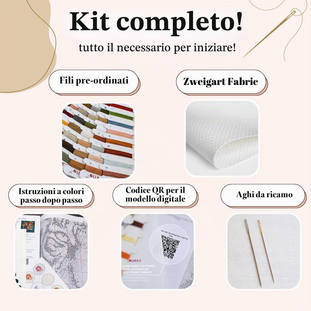 Luca-S Kit per punto croce, negozio di fiori, BU5044, kit per punto croce per adulti, kit per ricamo e cucito