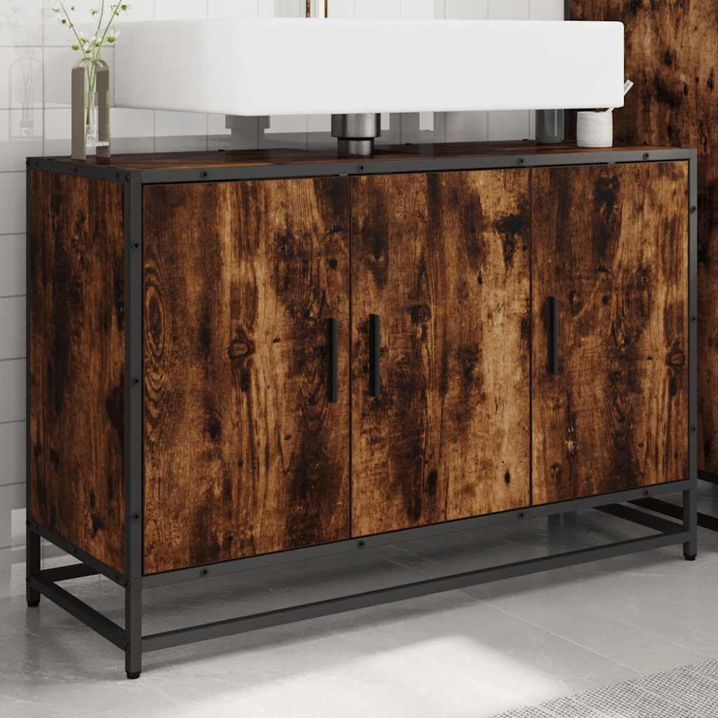 Szafka pod umywalkę dąb wędzony 90 x 33 x 60 cm materiał drewnopochodny