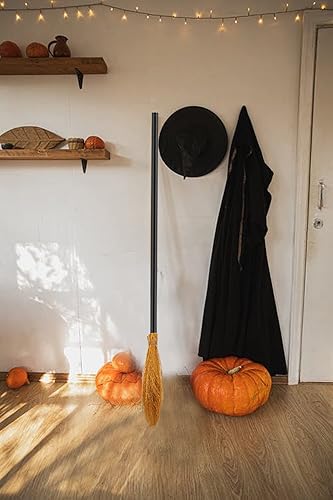 Miniatura 7 de Medoore Juego de 4 sombreros de escoba de bruja de Halloween, 2 escobas de bruja de Halloween y 2 sombreros de bruja de Halloween, accesorio de