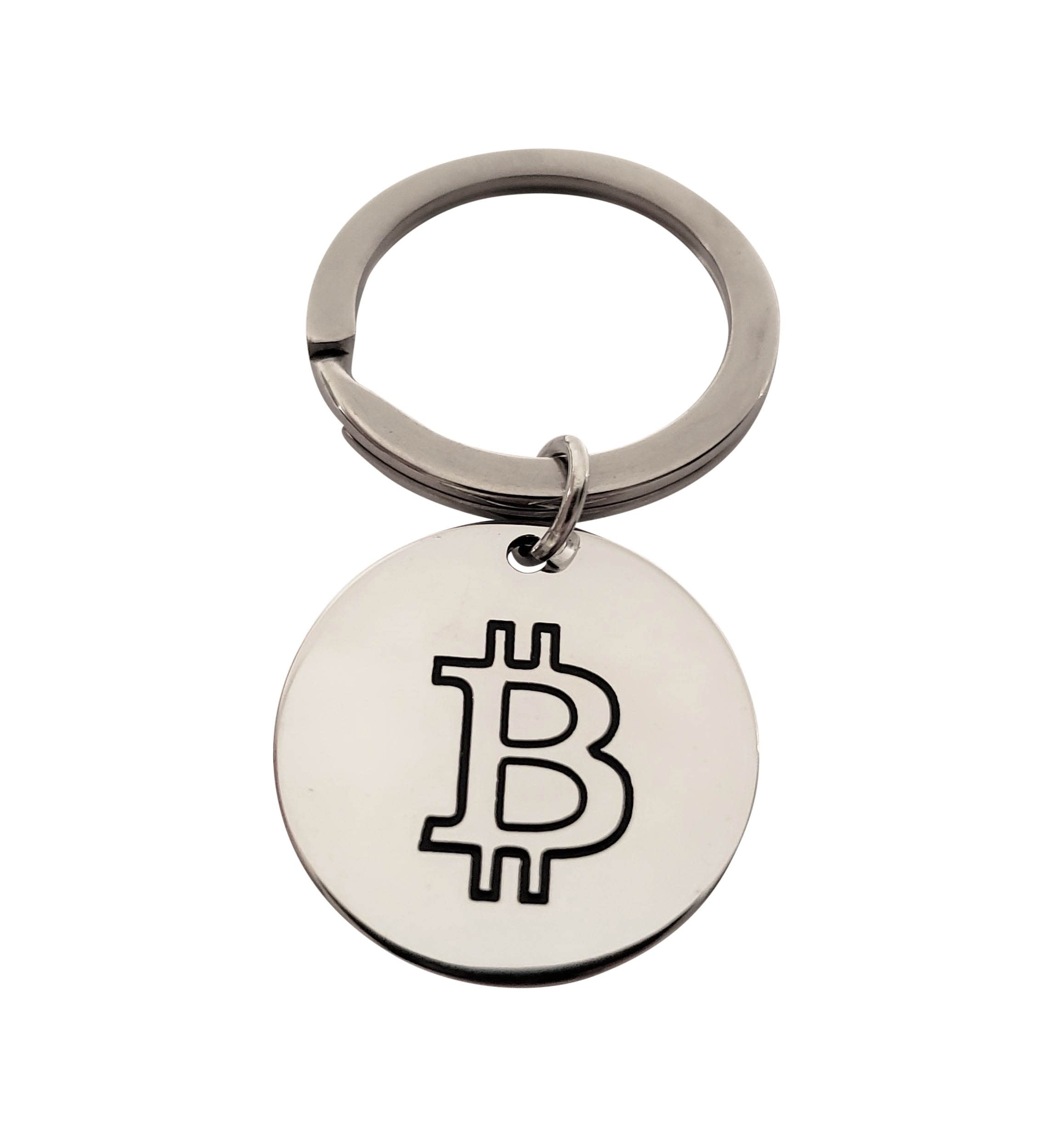 Art Attack Bitcoin Blockchain Crypto Digital Currency Keychain (Silver), Silver, Regular