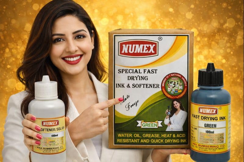 Image of NUMEX Green Batch Printing Solution (100 ML) | Fast Drying & Permanent Marking | Ink + Softener Combo | AI Tested