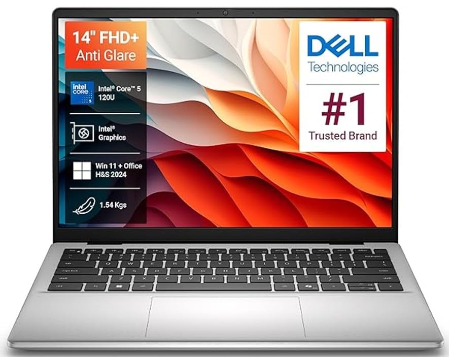 Image of Dell 14, Intel 14th Generation Intel Core 5, (16GB DDR5, 512GB) FHD+ 14 inch /35.56cm 300 Nits, Backlit Keyboard + FPR, Windows 11, Microsoft Office Home 2024, Platinum Silver, 1.54Kg Thin & Light Laptop