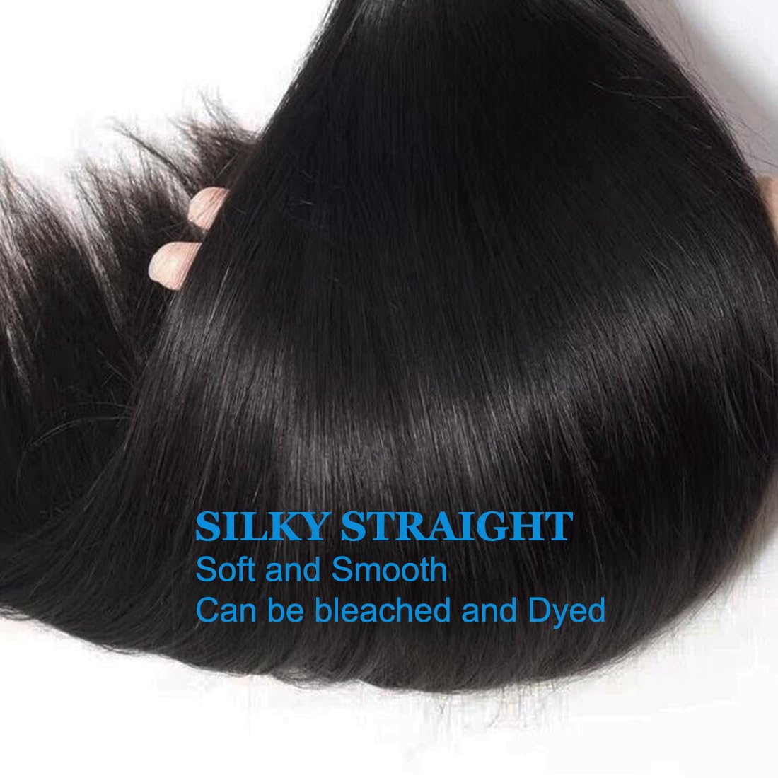 MsSunlight 12A Human Hair Bundles Straight Human Hair Bundles Weave Extensions Unprocessed Virgin Brazilian Hair Bundles Weft 3 Bundles Natural Color (Natural Black - Image 4