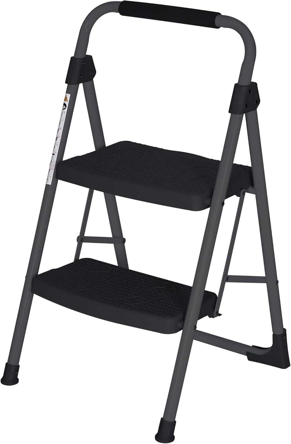 Step Ladder 2 Step Folding,Step Ladder with Handgrip,Step Stool for Adults Ergonomic Foldable,2 Step Folding Step Stool with Anti-Slip Pedal,Multi-Use for Household and Home Kitchen Black