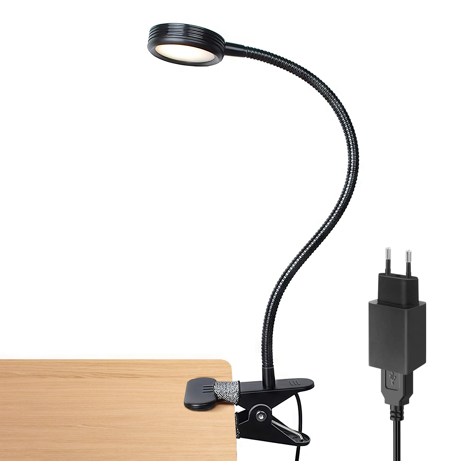 LEPOWER Leselampe Bett, LED Schreibtischlampe, augenschonende Klemmleuchte Einstellbare Farb- und Helligkeitsstufen Leselicht Buchlampe für Schreibtisch, bett und Computer bettlampe (Schwarz)