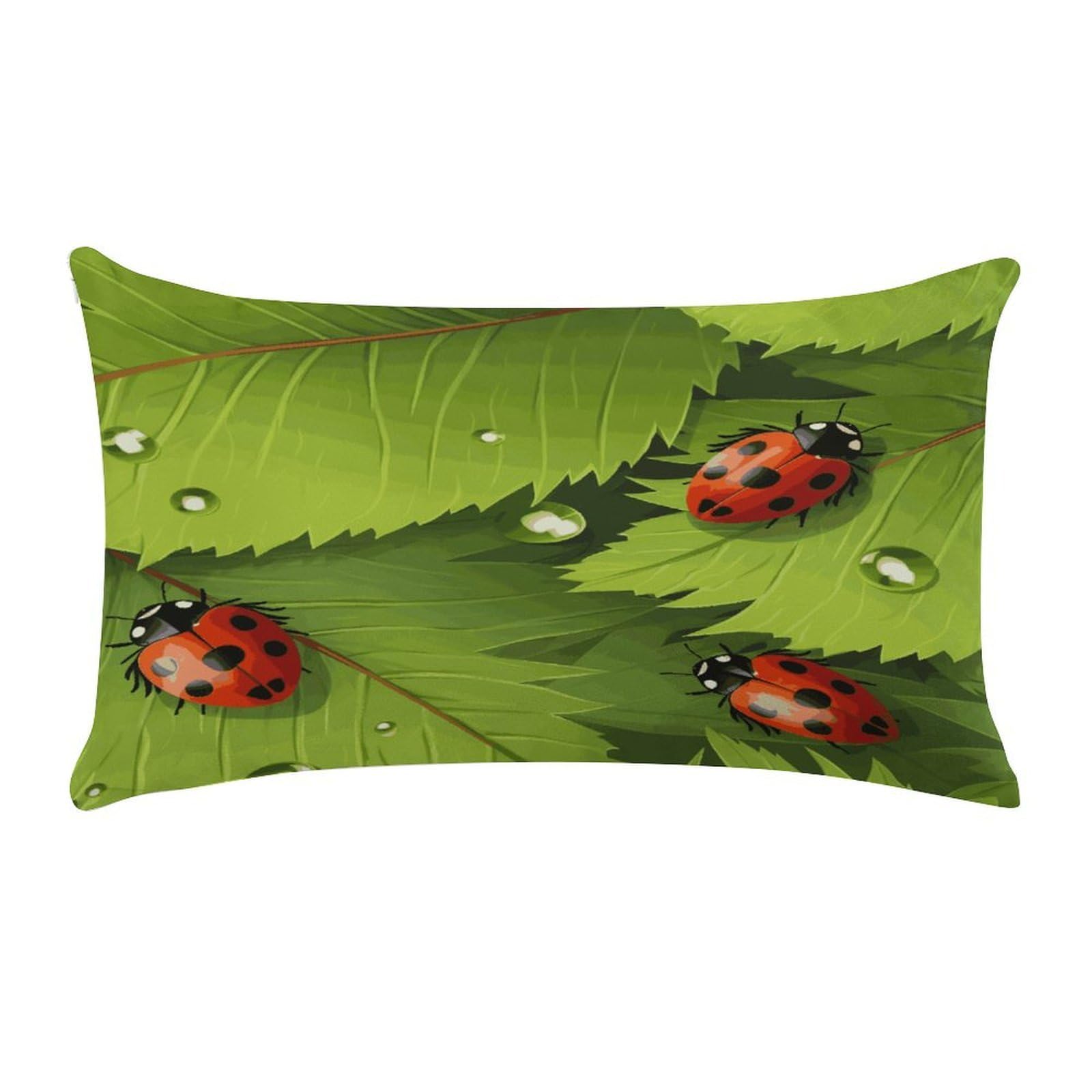 MUSM Leaves and Ladybugs Throw Pillow Cover Long Super Soft Pillowcase Luxury Plush Pillowcase Decorative Pillow Shams Anti-Fading Pillow Case Cushion Covers Cozy Pillow Protector