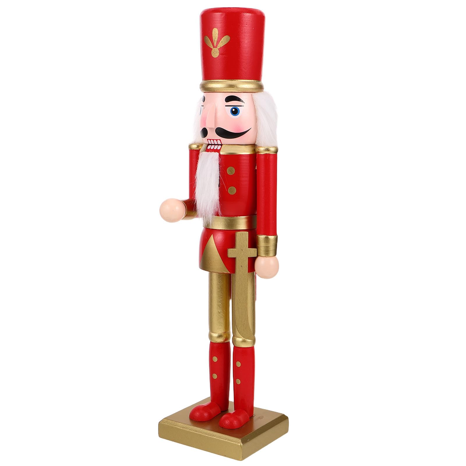 FRCOLOR 3 Pezzi Statuina Schiaccianoci Natalizia in Legno Rosso per