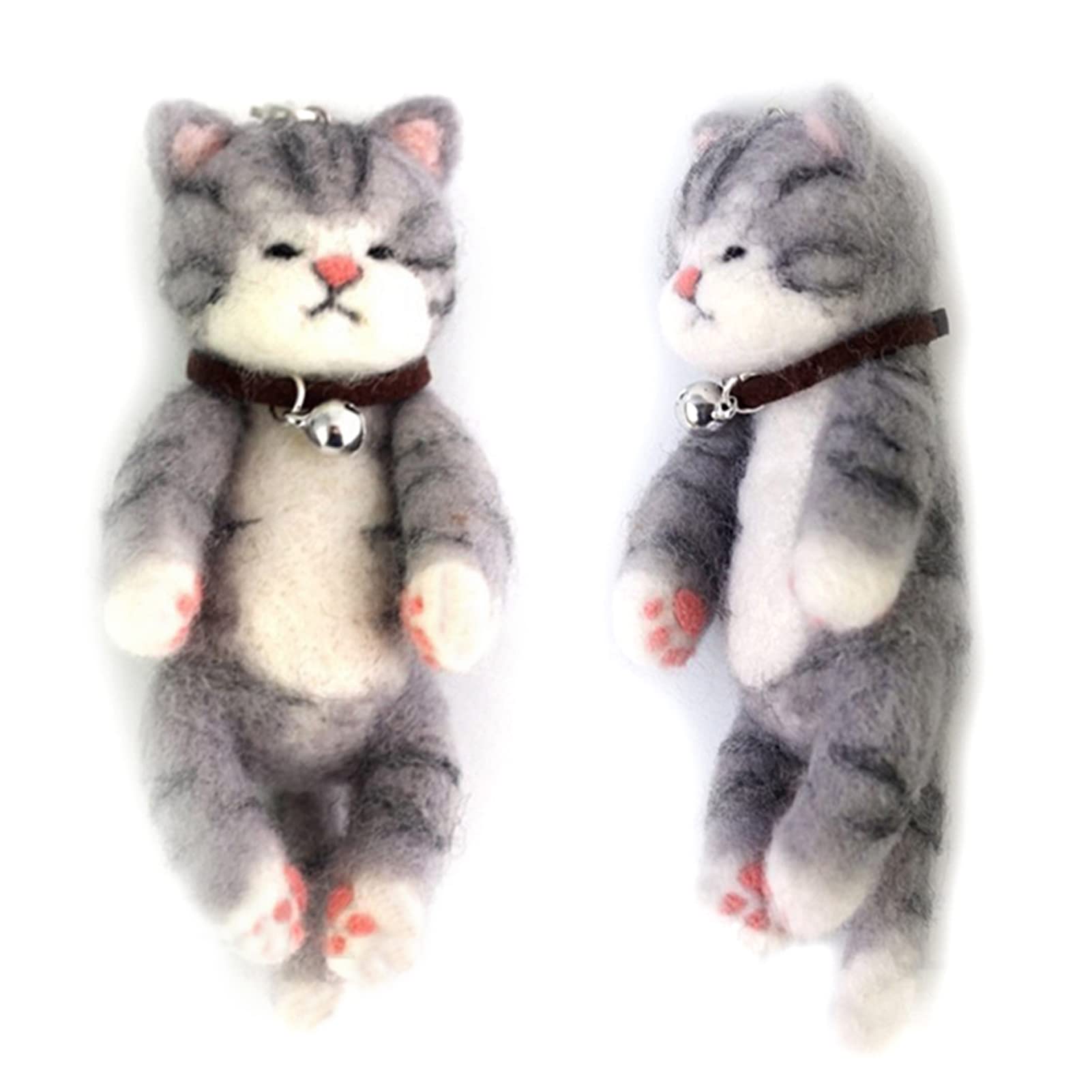 Feltsky Gray Cat Needle Felting Kits 4 inch Height - They are Friends DIY Craft Kit for Beginner Mother's Day, Birthday Present