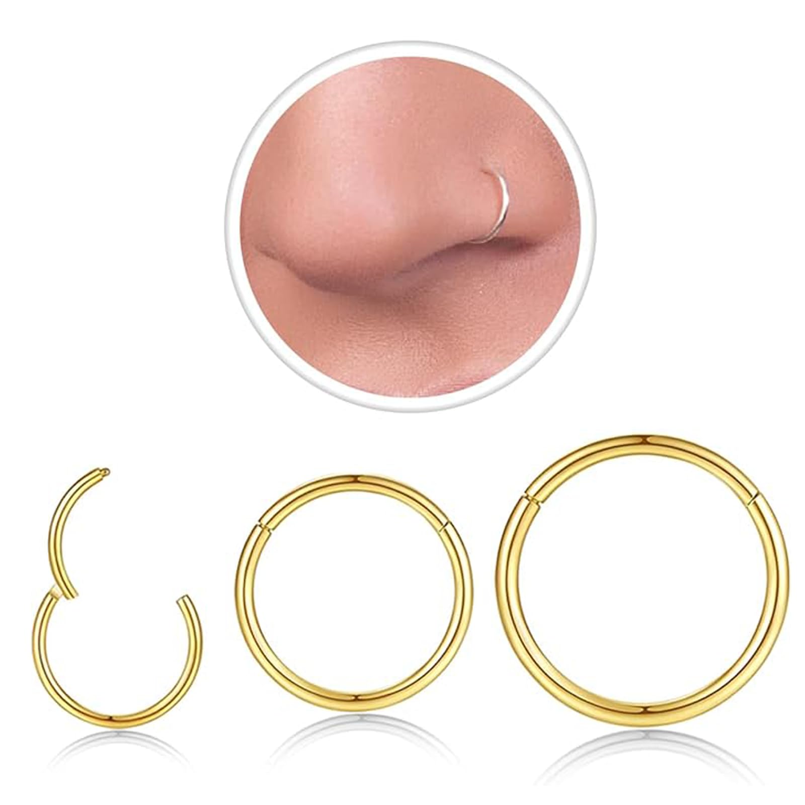 Nose Rings Studs: 8Pcs 20G/18G Gold/Silver 316L Surgical Stainless Steel Nose Studs Hypoallergenic Corkscrew Nose Piercing Stud Jewelry for Women Men