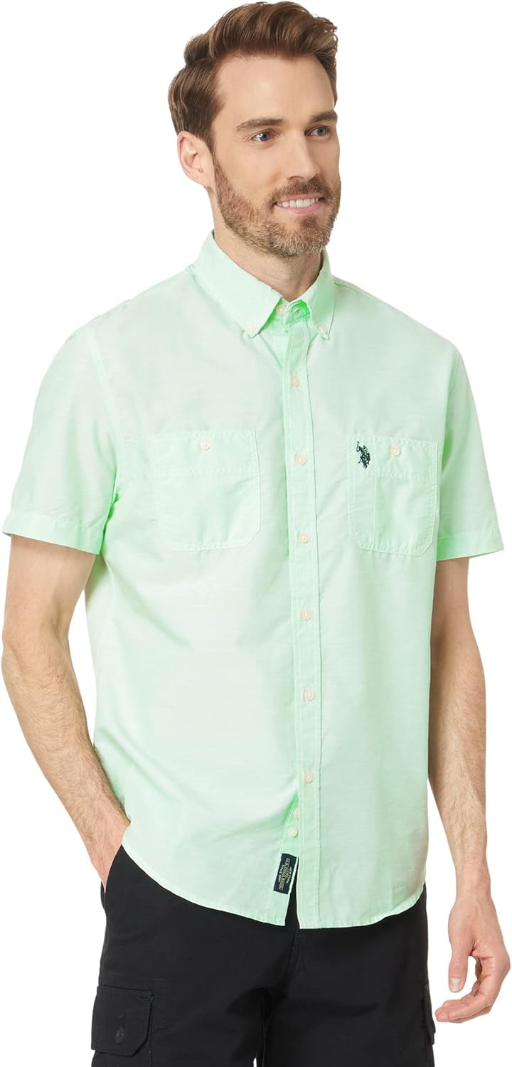 SHORT SLEEVE SLUB WOVEN SHIRT