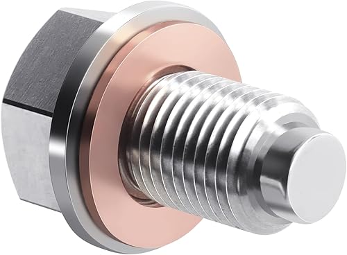 Miniatura 8 de DEEFILL Tapón magnético de drenaje de aceite M12 x 1.5 de acero inoxidable con arandela de cobre compatible con BMW, Benz