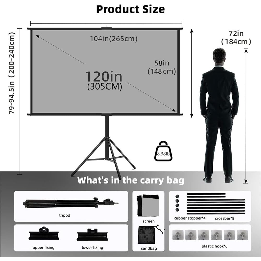 schermo home theater Schermo per proiettore con supporto in metallo grigio anti-luce(120 inch)