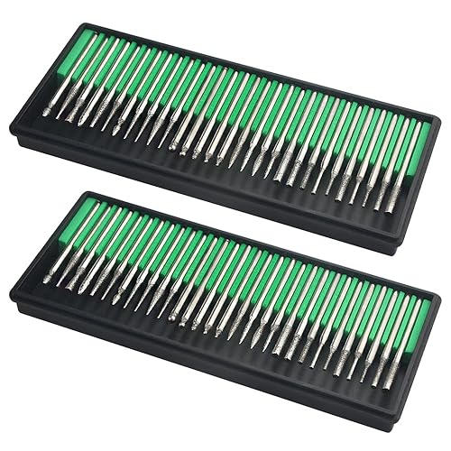 Miniatura 4 de TOVOT 90 brocas de diamante surtidas con vástago de 1/8 pulgadas para herramienta rotativa, carpintería, metal, piedra, grabado, tallado, pulido