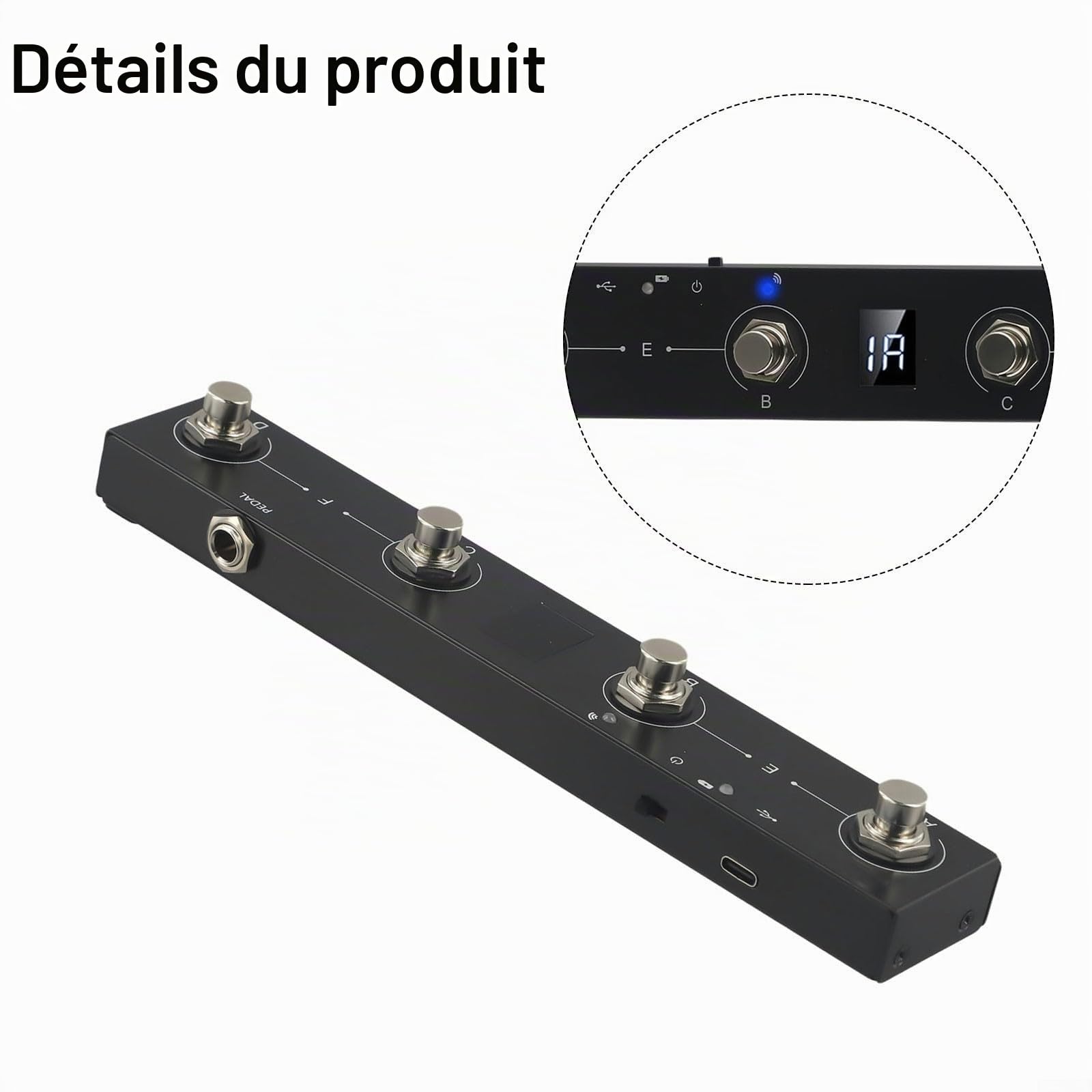 midi Captain Pédal Portable Contrôleur MIDI 4 Boutons Rechargeable Pour M-VAVE Chocolate